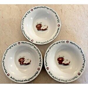 Totally Today Country Apples Soup Bowls  Set of 3 Vintage 7"